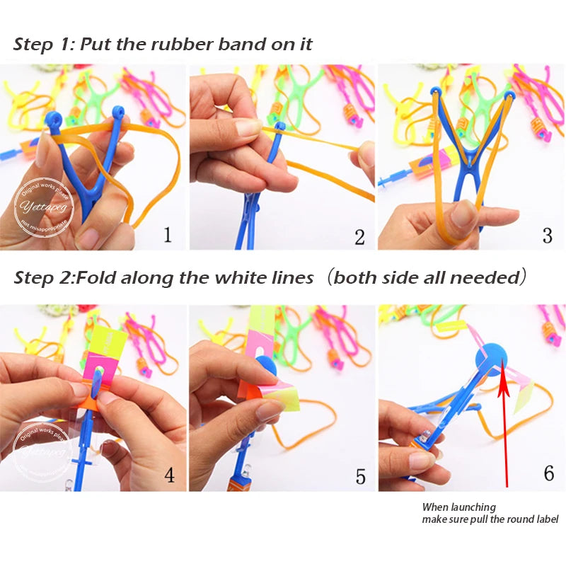 Amazing Light Toy Arrow LED Light Toys Outdoor Party Fun Gift Rubber Band Catapult Glow In The Dark Rocket Helicopter Flying Toy ALPENZO