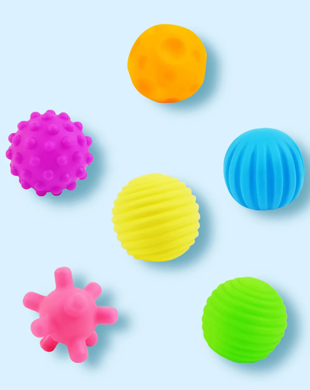 6Pcs Textured Multi Ball Set Develop Tactile Senses Toy Baby Touch Hand Ball Toys Training Ball Massage Soft Balls Kids Gifts ALPENZO