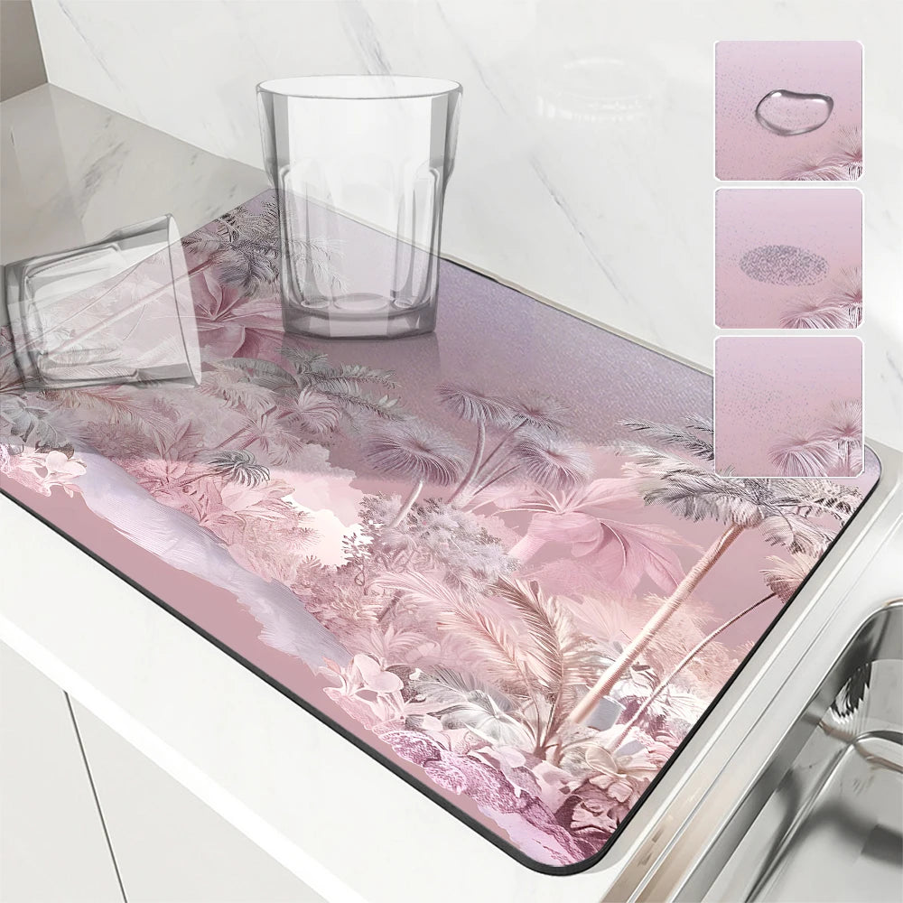 VIKAMA Kitchen tableware diatomaceous earth impermeable drainage mat heat insulation non-slip bathroom doormat home decoration - ALPENZO