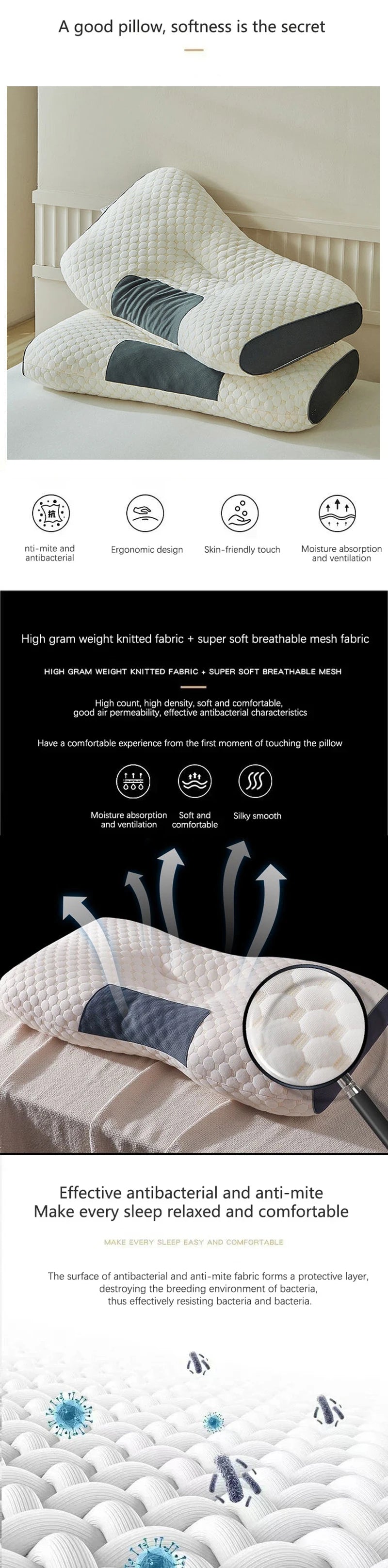 New Neck Pillow Help Sleep Protect The Neck Cervical Orthopedic Soybean Fiber Massage Household SPA Pillow For Sleeping Almohada - ALPENZO