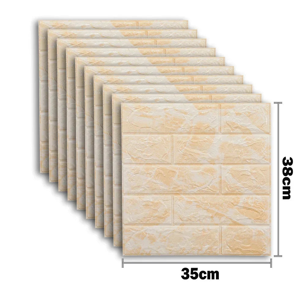 10pcs Self Adhesive Decor 3D Foam Wall Stickers Pane Room Waterproof peel and stick Brick Wallpaper for Interior Decoration - ALPENZO