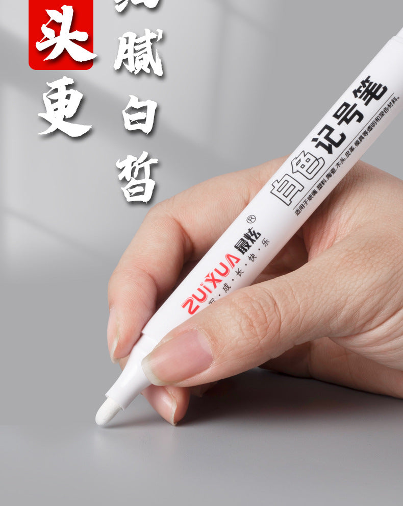 White Marker Pens set 2.0mm Oily Waterproof White Gel Pen DIY Graffiti Sketching Marker Stationery Writing School Supplies brush ALPENZO