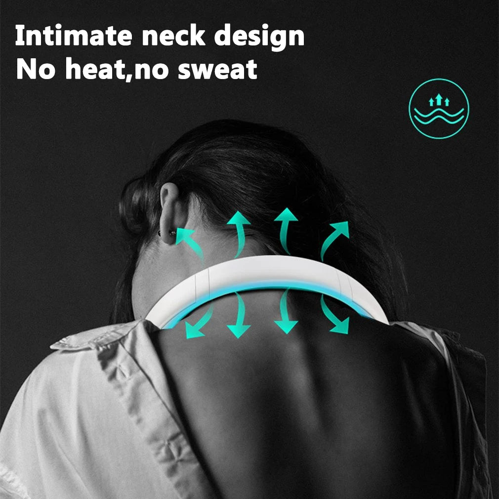 New Mini Neck Fan Portable Bladeless Hanging Neck 1200mAh Rechargeable Air Cooler 3 Speed Mini Summer Sports Fans ALPENZO