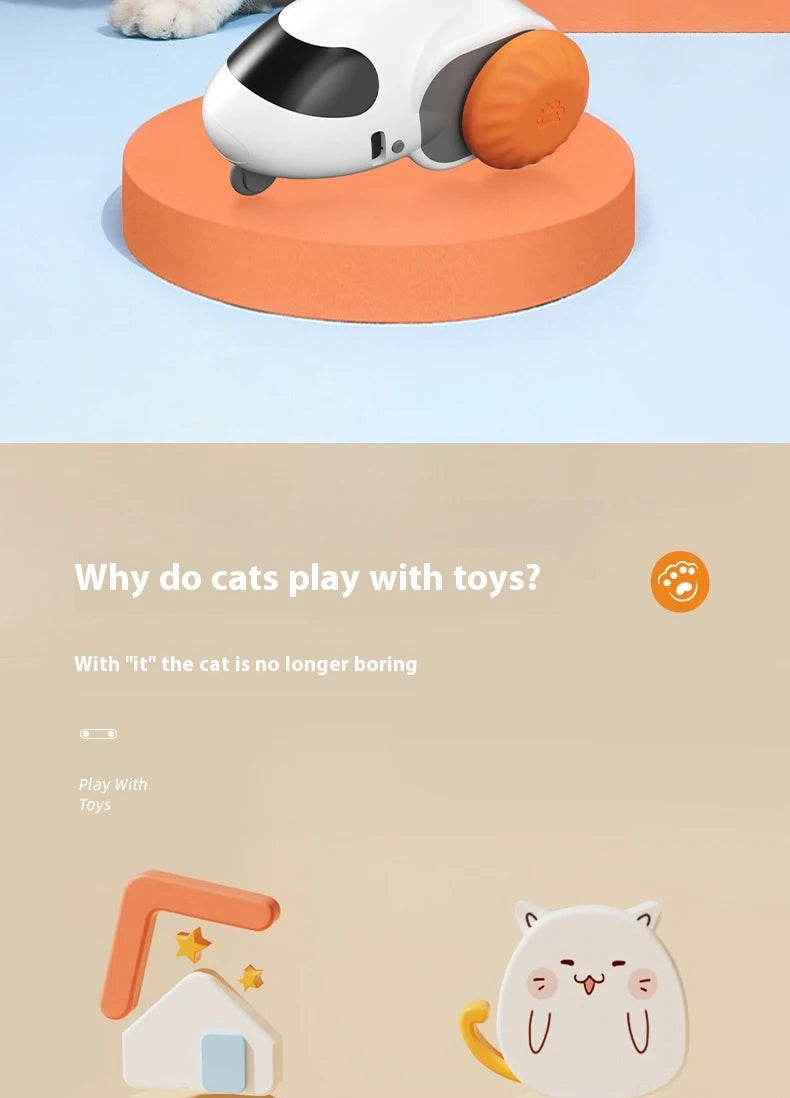 Smart Interactive Cat Toy Car Auto-Running Pet Vehicle with Obstacle Detection Durable for Indoor Cats Play - ALPENZO