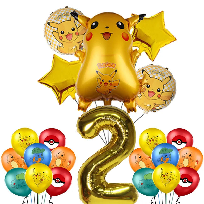 Cartoon Pikachu Theme Birthday Party Disposable Tableware Set Balloons Decorations Photo Props Background Pokemon Party Supplies ALPENZO