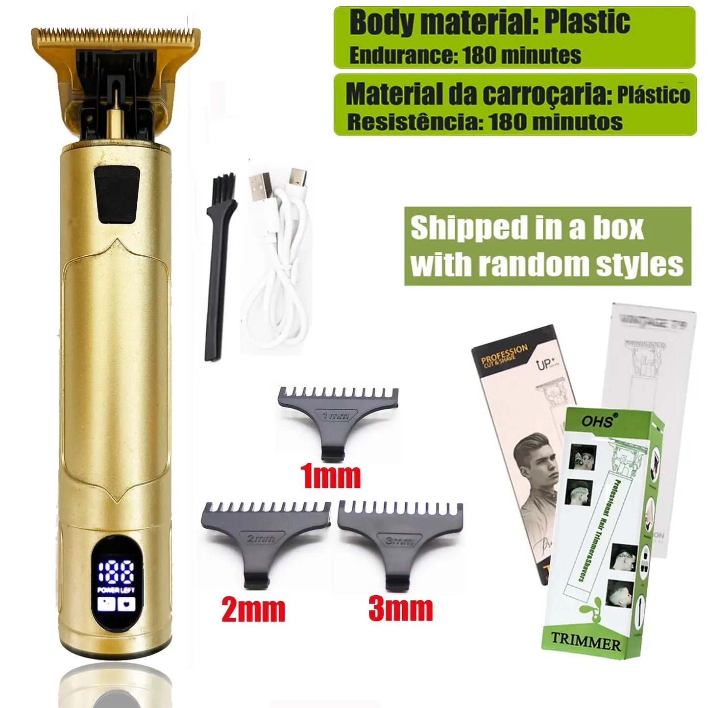 OHS Electric Hair Clipper Professional USB Cordless Clipper Professional Beard Trimmer Haircut Grooming Kit Hair Cutting Machine - ALPENZO