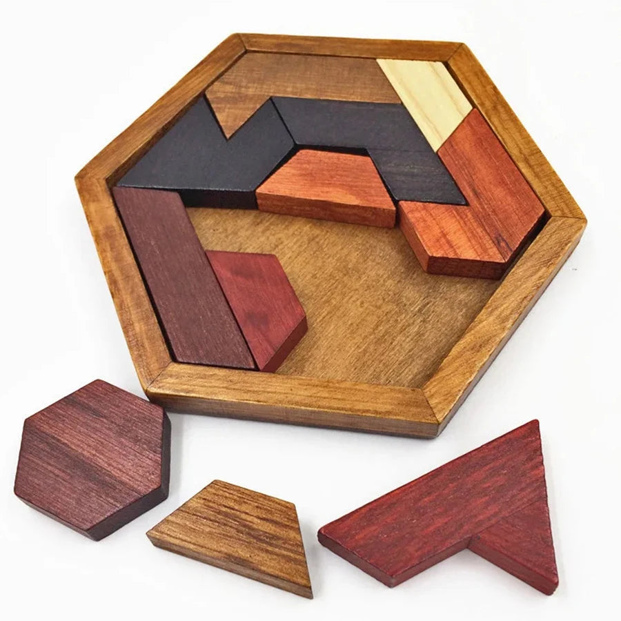 Wooden Tangram Jigsaw DIY Puzzle Kids Learning Educational Toys for Children Thinking Training Wood Toy Puzzles Montessori Games ALPENZO
