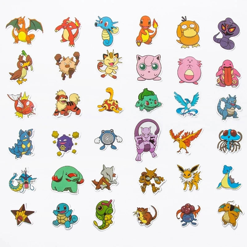 50/100Pcs Kawaii Pikachu Pokemon Stickers Motorcycle Phone Car Skateboard Laptop Decal Sticker Waterproof Classic Kid Toy ALPENZO