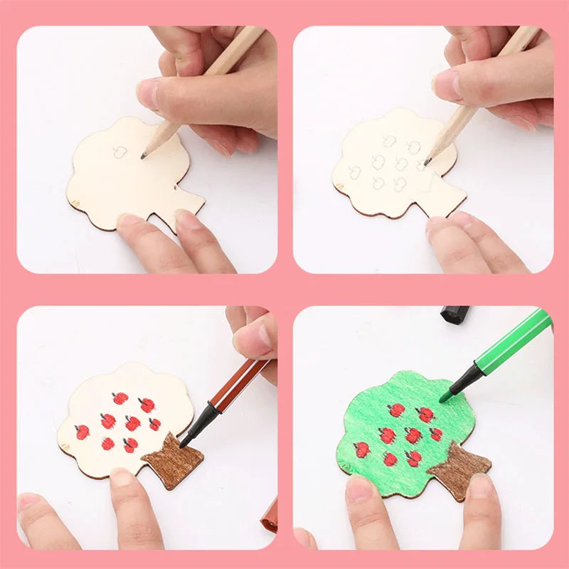 20pcs Montessori Kids Drawing Toys Wooden DIY Painting Stencils Set Craft Toy Coloring Puzzle Educational Toys For Children Gift ALPENZO