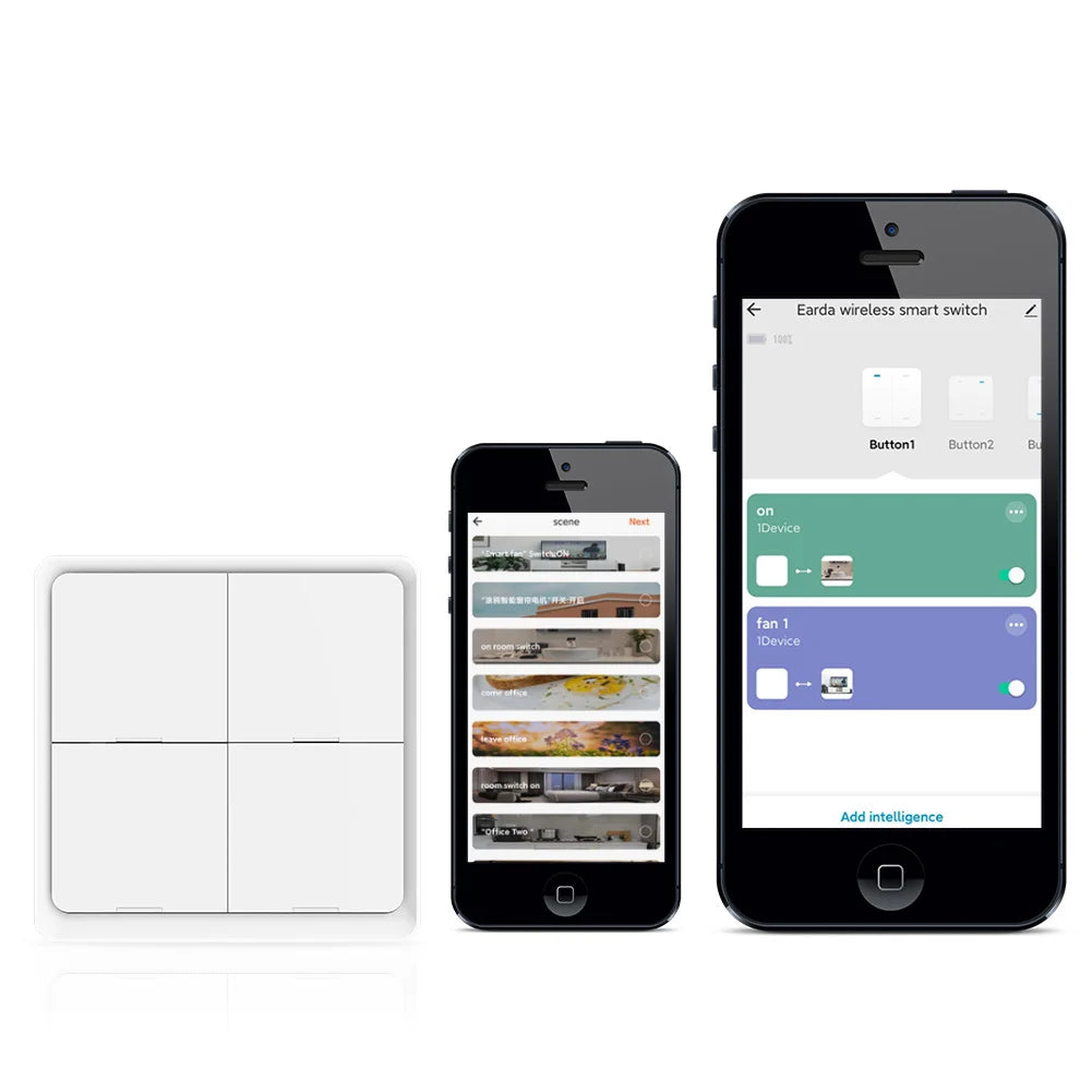 MOES 4 Gang Tuya ZigBee Wireless 12 Scene Switch Push Button Controller Battery Powered Automation Scenario for Tuya Devices - ALPENZO