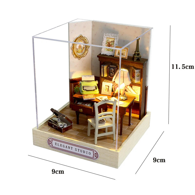 Wooden Miniature Doll House DIY Small House Kit 3D Puzzle Assemble Building Model Home Bedroom Decoration With Furniture Gifts ALPENZO