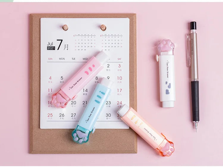 Kawaii Retractable Eraser Cute Cat Korean Stationery Rubber Drawing Erasers Children's school supplies Office ALPENZO