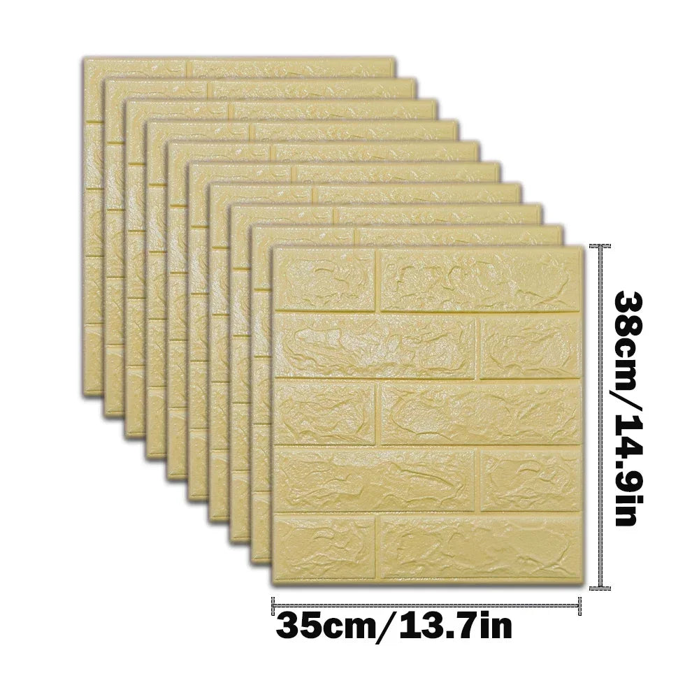 10pcs Self Adhesive Decor 3D Foam Wall Stickers Pane Room Waterproof peel and stick Brick Wallpaper for Interior Decoration - ALPENZO