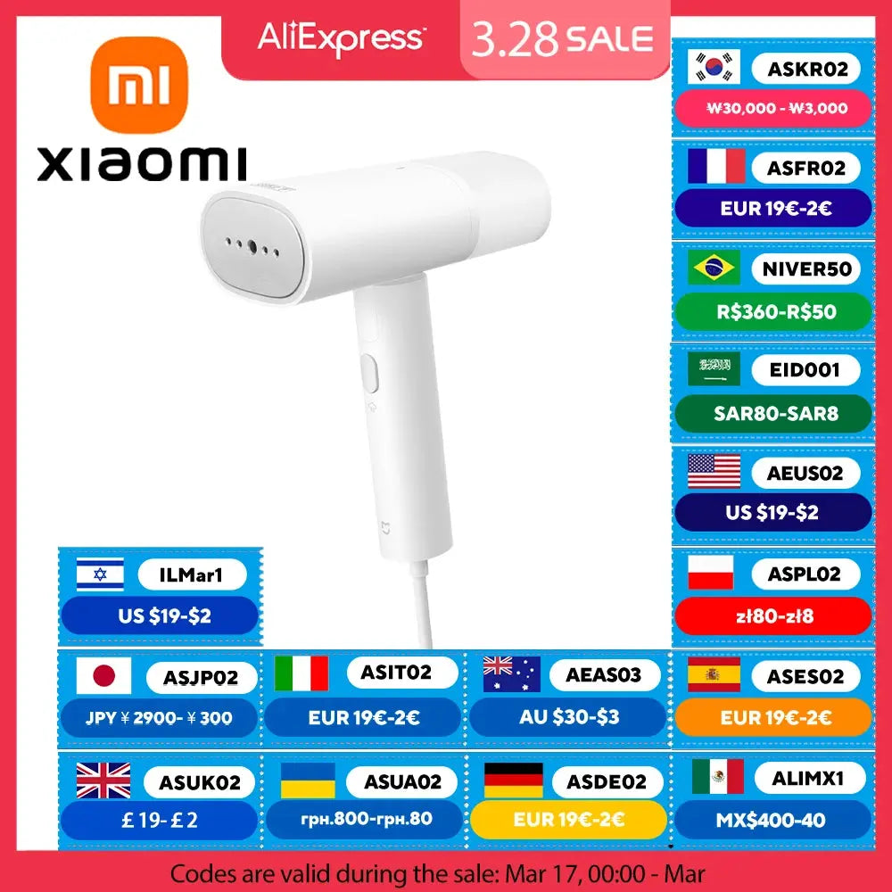 New XIAOMI MIJIA Handheld Garment Steamer 2 iron Home Electric Steam Cleaner Portable Foldable Mite Removal Flat Ironing Machine - ALPENZO