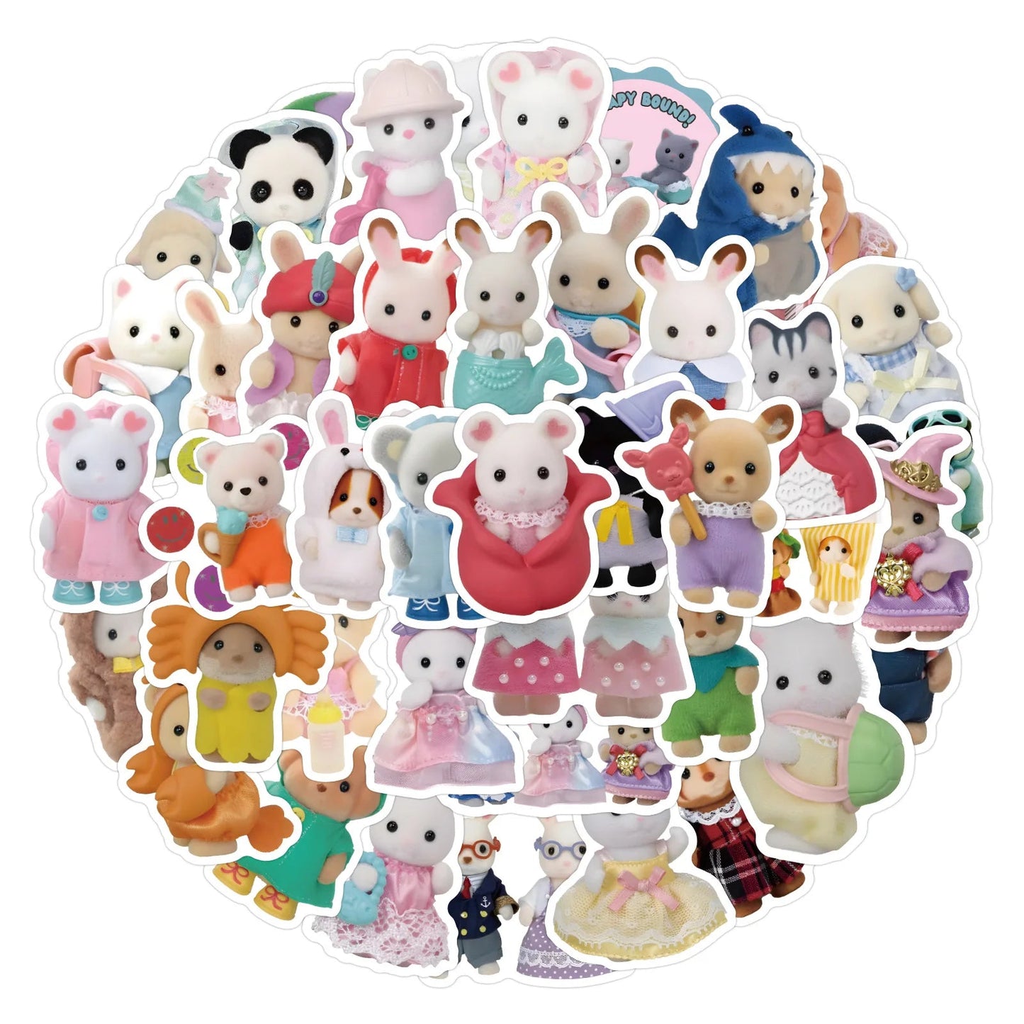60/120PCS Forest Family Easter Bunny Reindeer Panda Animal Stickers Gift Children's DIY toy stickers Pack Waterproof ALPENZO