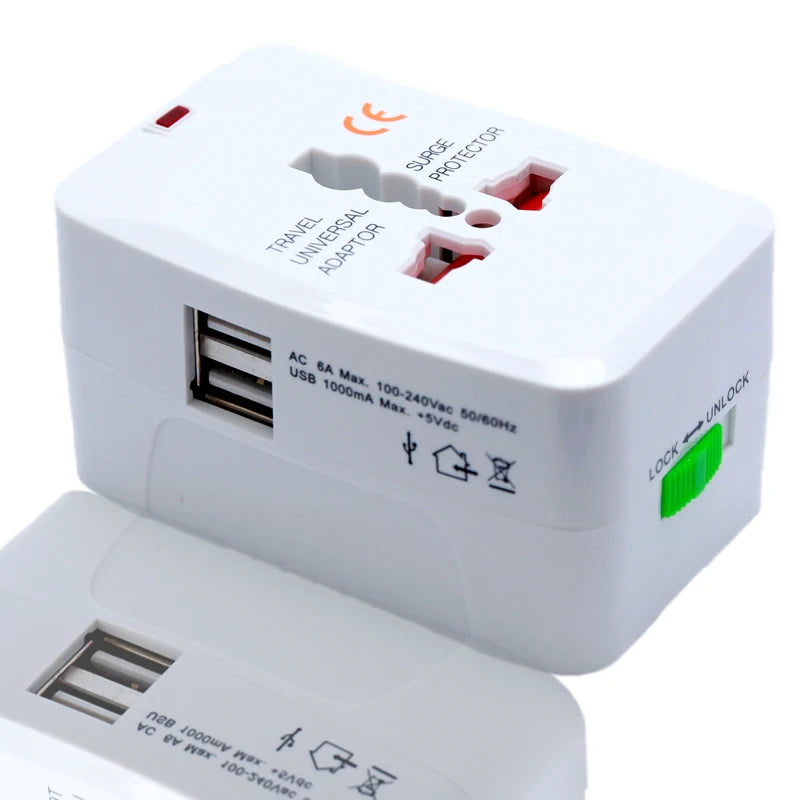 Power Plug, Global International All-in-One Travel Adapter Dual USB Charging Port For US EU UK Australia Universal Wall AC - ALPENZO