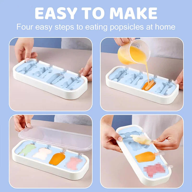 Popsicles Molds Kids Baby Cute Shapes Silicone Mini Popsicle Molds BPA Free Reusable Ice Cream Mold Popsicle Maker Homemade Set ALPENZO