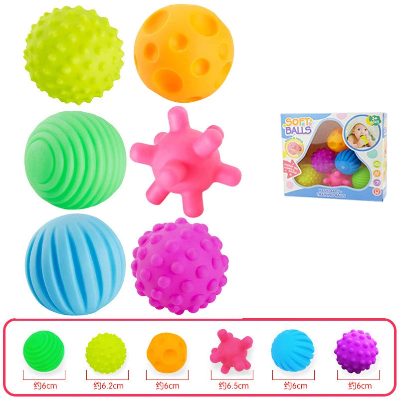 6Pcs Textured Multi Ball Set Develop Tactile Senses Toy Baby Touch Hand Ball Toys Training Ball Massage Soft Balls Kids Gifts ALPENZO
