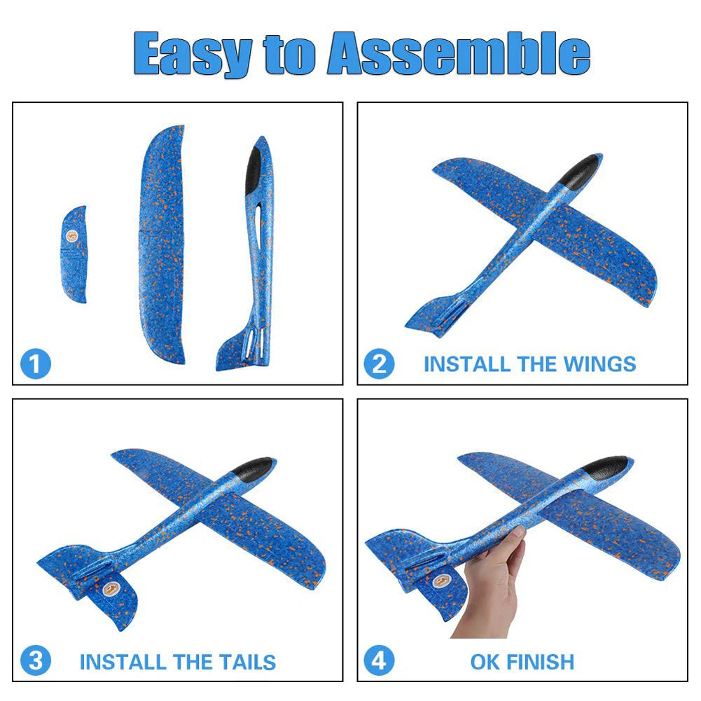 Large Foam Plane Glider Hand Throw Airplane Inertial EPP Bubble Planes Outdoor Launch Kids Toys for Children Boys Gift ALPENZO
