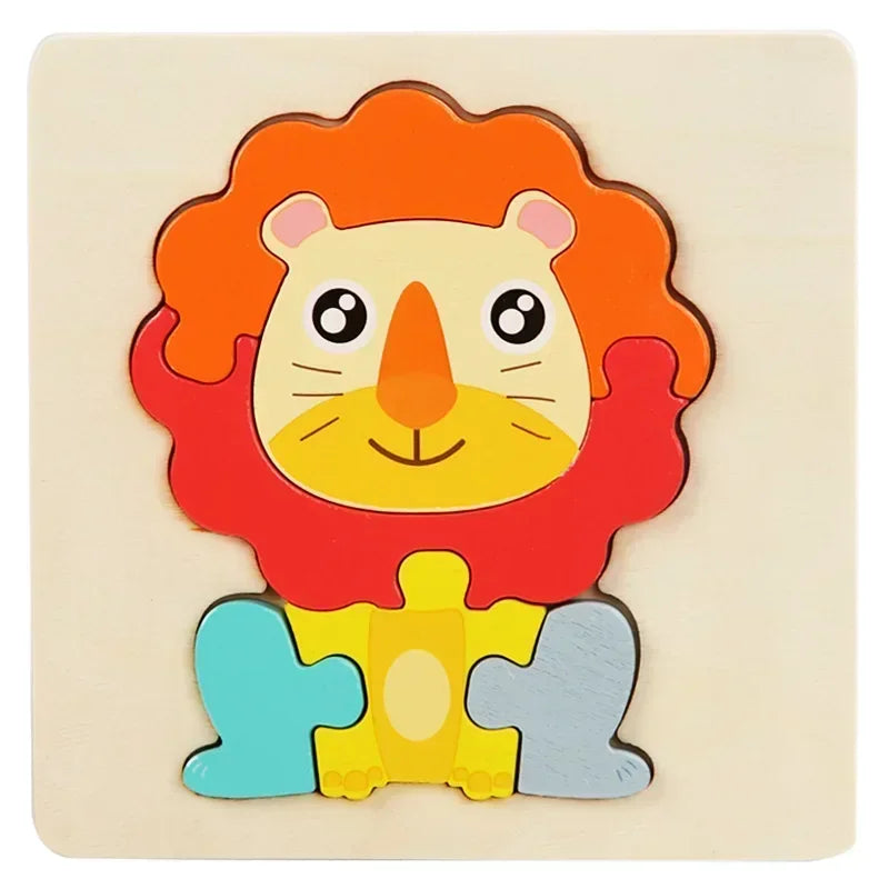 Wooden Puzzle Montessori Animals Carton Colorful Learning Education Toys Tangram Jigzaw Cognitive Wood For Children Kids Gift ALPENZO