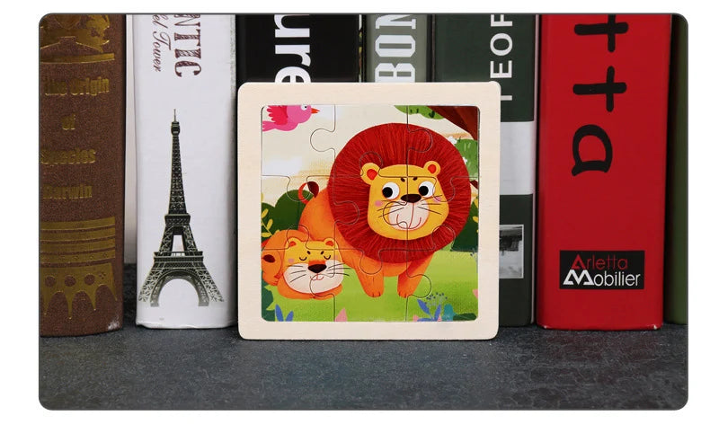 Hot Sale 11X11CM Kids Wooden Puzzle Baby Cartoon Animal Traffic Tangram Wood Puzzle Educational Jigsaw Toys For Children Gifts ALPENZO