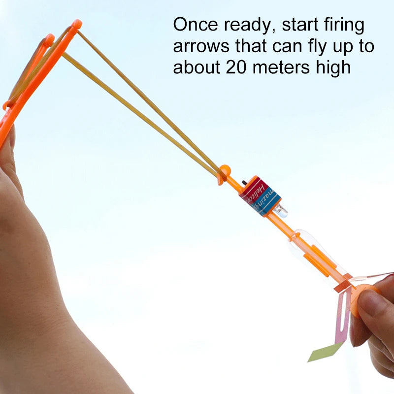 Amazing Light Toy Arrow LED Light Toys Outdoor Party Fun Gift Rubber Band Catapult Glow In The Dark Rocket Helicopter Flying Toy ALPENZO