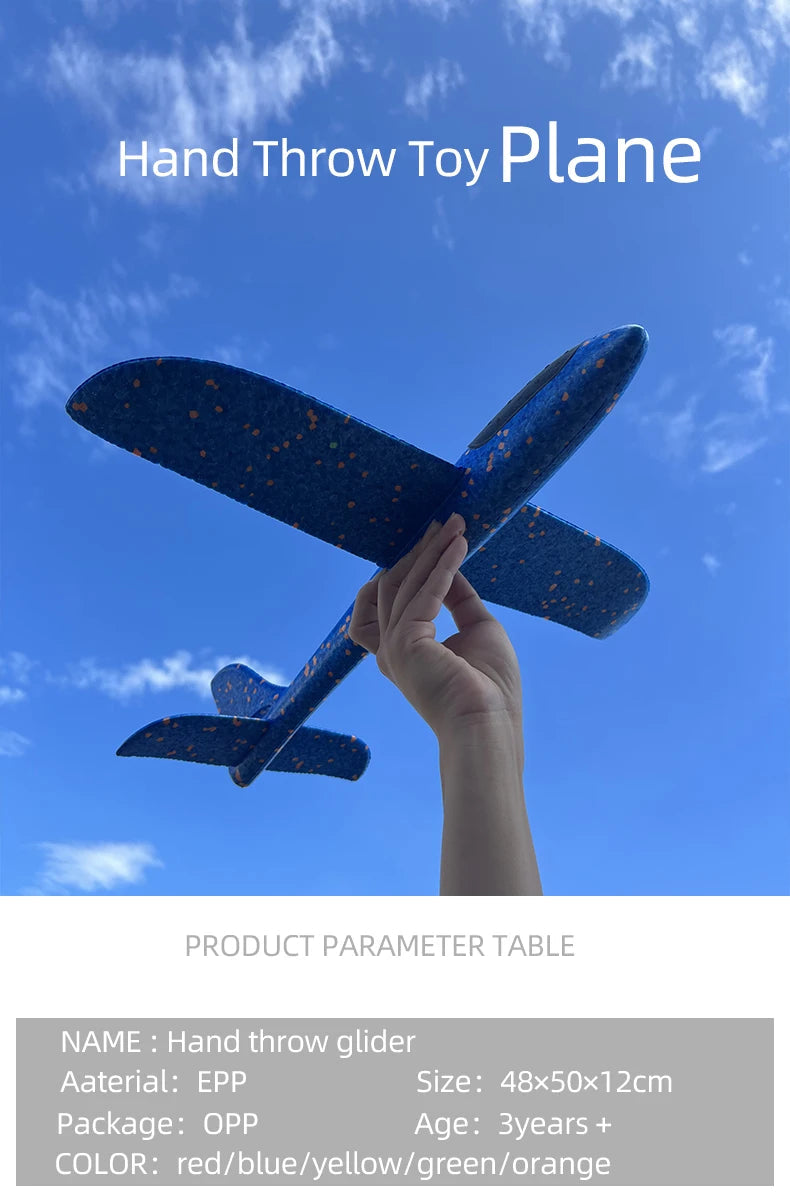 50CM Big Foam Plane Glider Hand Throw Airplane Light Inertial EPP Bubble Planes Outdoor Launch Kids Toys for Children Boys Gift ALPENZO