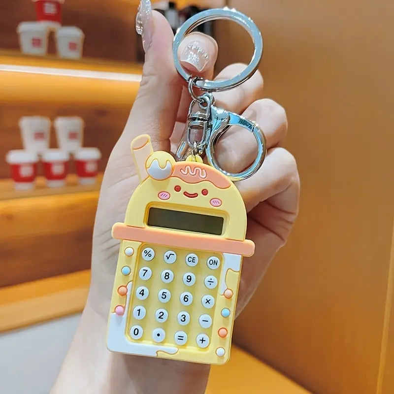1pc Calculator Keychain Mini Portable Calculator With Creative Cute Keychain 8-Digit Display Pocket Calculator Keychain ALPENZO