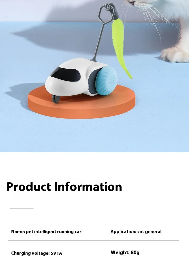 Smart Interactive Cat Toy Car Auto-Running Pet Vehicle with Obstacle Detection Durable for Indoor Cats Play - ALPENZO