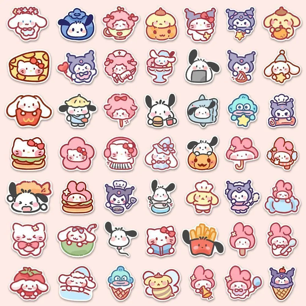 100pcs Cute Cartoon Sanrio Stickers My Melody Kuromi Handbag Decoration Stickers Cinnamoroll Children's Gift Sticker Pack Toy ALPENZO
