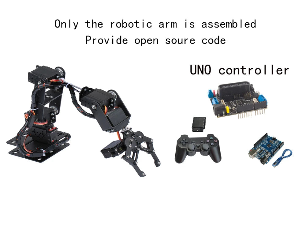 360 Degrees 6 DOF Robot Metal Alloy Mechanical Arm Claw Kit MG996R for Arduino Robotics Kit Educational Ps2 Programmable Toys ALPENZO