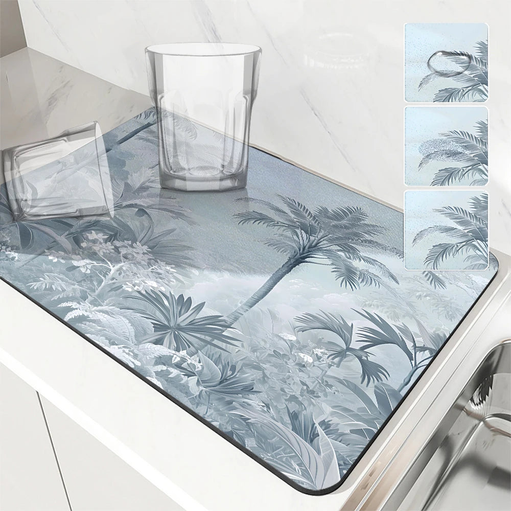 VIKAMA Kitchen tableware diatomaceous earth impermeable drainage mat heat insulation non-slip bathroom doormat home decoration - ALPENZO
