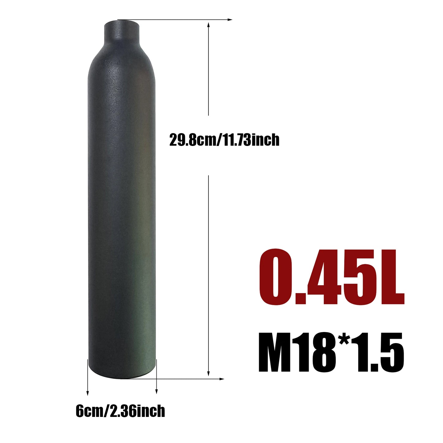 Compressed Air Tank High Pressure Gas Cylinder CO2 Bottle Cylinder 0.25L 0.35L 0.5L 4500psi 30MPa 300bar M18*1.5 Diving Aquarium
