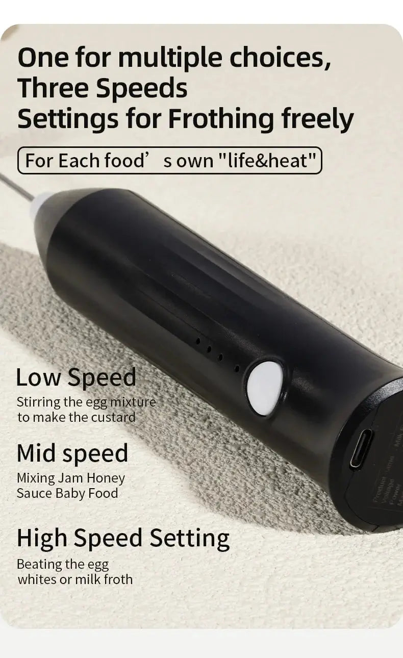 Wireless Milk Frother Electric Type-C Handheld Blender Stainless Steel Mini Coffee Maker Whisk Mixer For Coffee Cappuccino Cream - ALPENZO