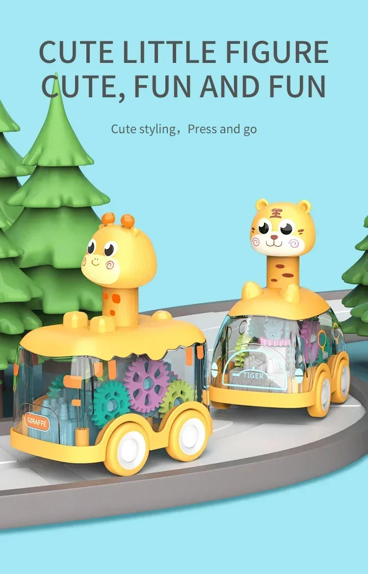 Press Gear Car Children's Toy Car Pull Back Boy Children Inertial Car Puzzle Animals Car ALPENZO