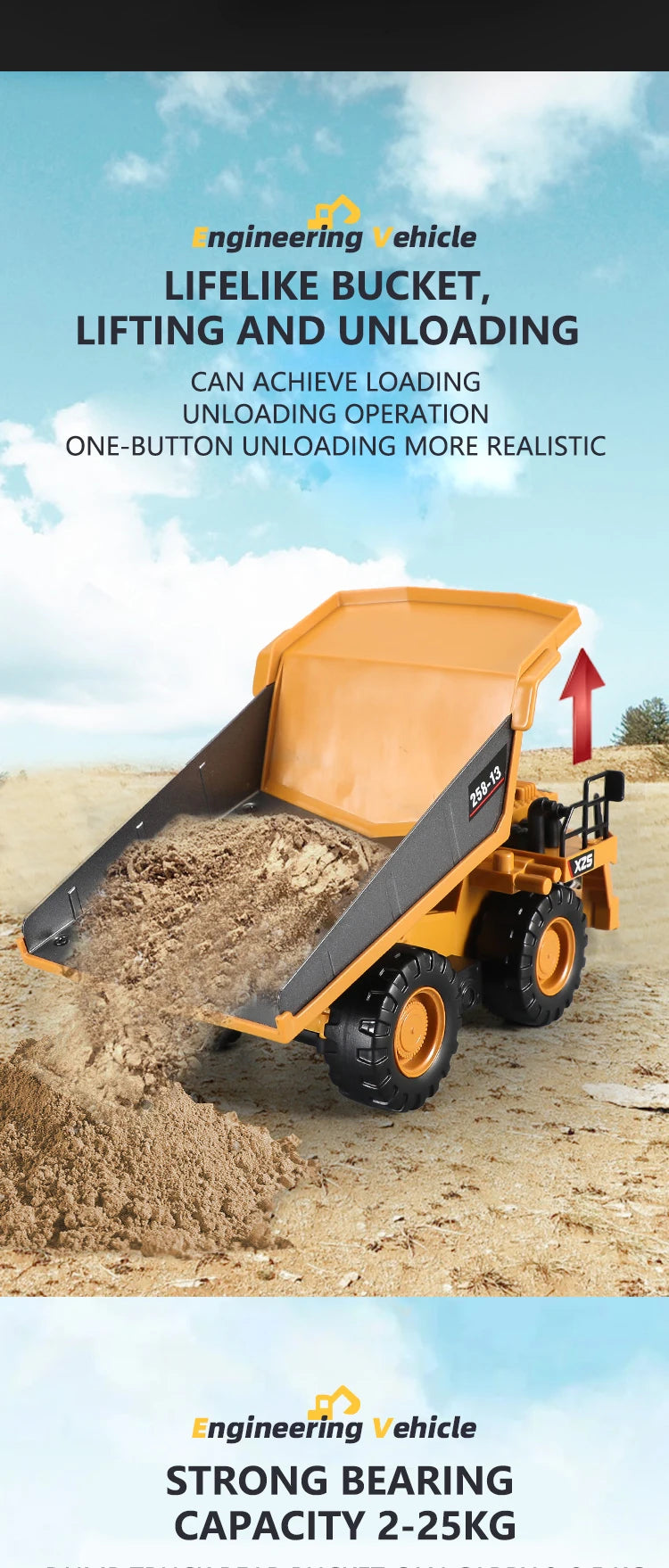 RC Excavator Dumper Car 2.4G Remote Control Engineering Vehicle Crawler Truck Bulldozer Toys for Boys Kids Christmas Gifts ALPENZO