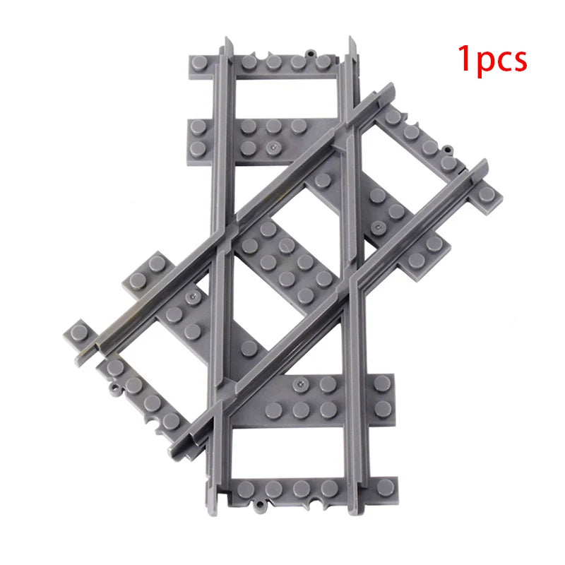 MOC City Train Rail Crossing Flexible Tracks Forked Straight Curved Rails Switch Building Block Bricks Creative DIY Toys ALPENZO