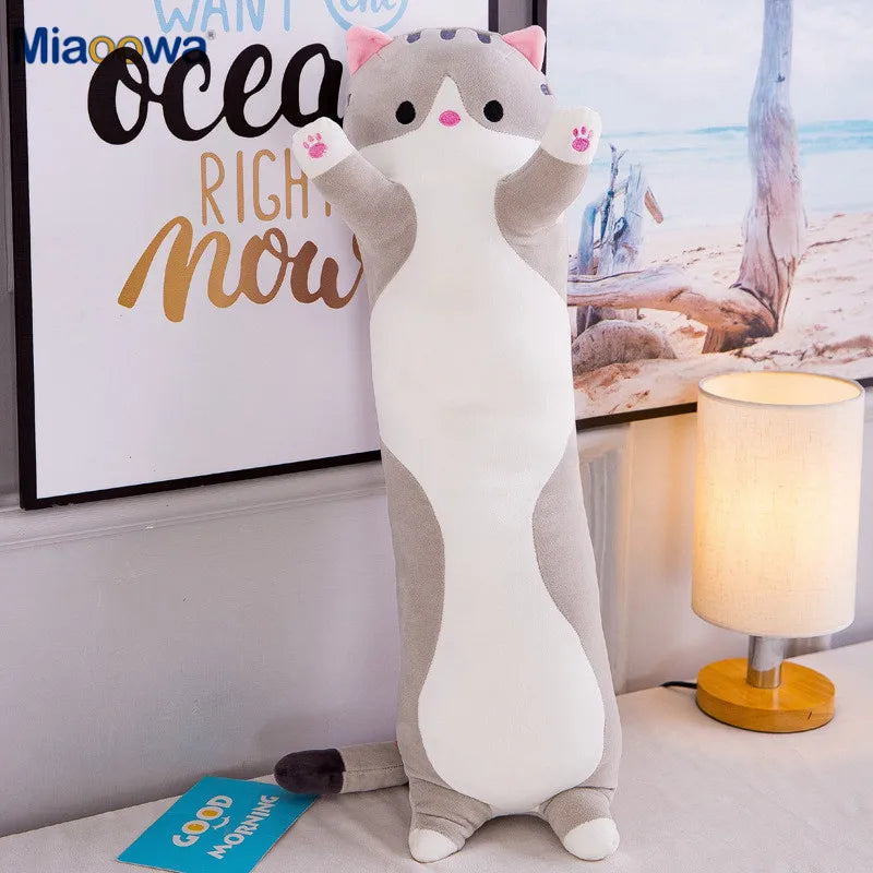 50/70cm Cute Soft Long Cat Plush Toys Stuffed Pause Office Nap Pillow Bed Sleep Home Decor Gift Doll for Kids Girl ALPENZO