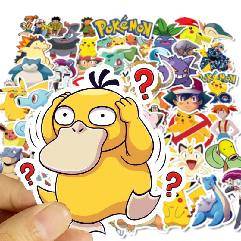 50/100Pcs Pokemon Stickers Kawaii Pikachu Skateboard Bicycle Guitar Laptop Kids Waterproof Stiker Toys ALPENZO