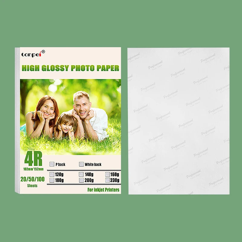 Multi Specification High Gloss Photo Paper 3R 4R 5R A4 Photo Printing Paper Inkjet Printer 180G Glossy Single-Sided Photo Paper ALPENZO