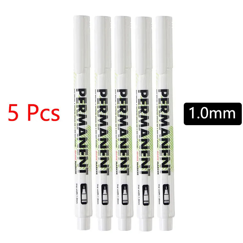 White Marker Pens set 2.0mm Oily Waterproof White Gel Pen DIY Graffiti Sketching Marker Stationery Writing School Supplies brush ALPENZO
