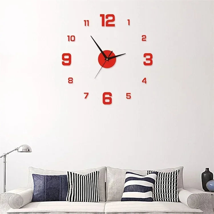 New 3D Acrylic Mirror Wall Clock Sticker for 40CM Fashion DIY Quartz Clocks Watch Home Decoration Living Room Stickers - ALPENZO