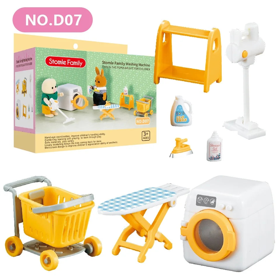 1:12 Miniature Furniture Forest Family Kitchen Toy Dining Table Dollhouse Accessories Bathroom Pretend Play For Girl Gifts Toys ALPENZO