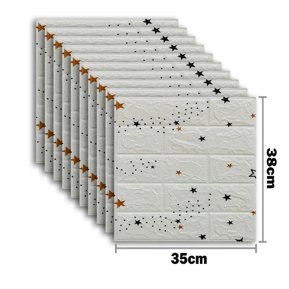 10pcs Self Adhesive Decor 3D Foam Wall Stickers Pane Room Waterproof peel and stick Brick Wallpaper for Interior Decoration - ALPENZO