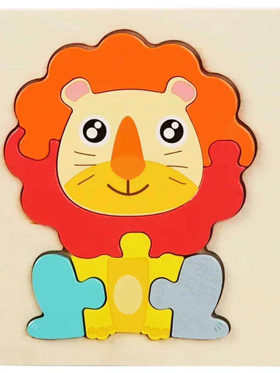 Wooden Puzzle Montessori Animals Carton Colorful Learning Education Toys Tangram Jigzaw Cognitive Wood For Children Kids Gift ALPENZO