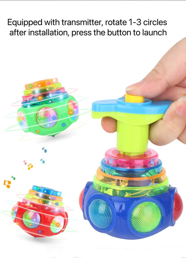 1 PCs Random Color Luminous Music Rotating Gyroscope Outdoor Toys Colorful Lights Luminous Toys Notes ALPENZO