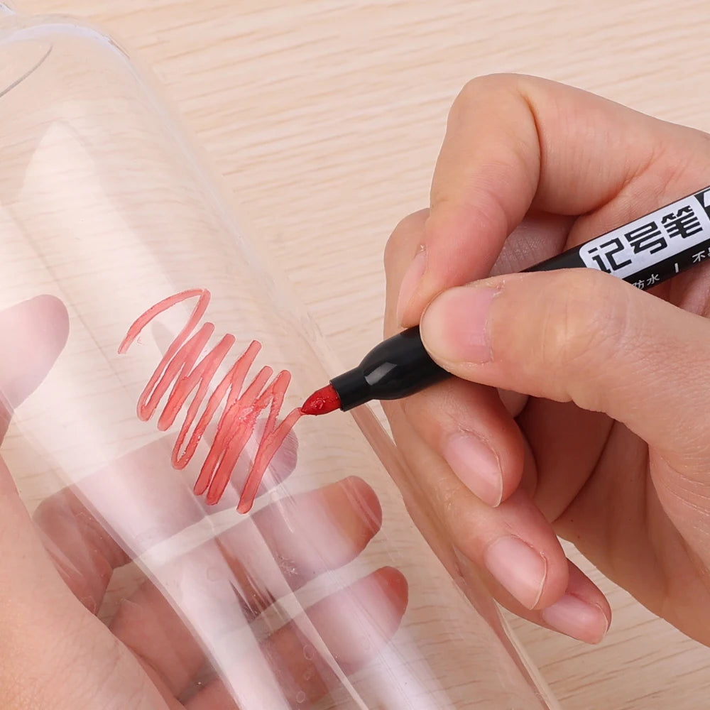 Permanent Marker Pen Drawing Markers Black Blue Red Waterproof Ink Sketch Pens Stationery Art School Supplies For Glass Metal ALPENZO