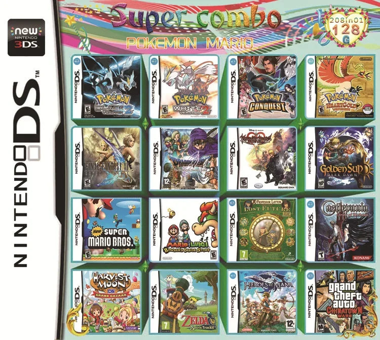 Factory Direct 3DS NDS 208 IN1 Game Card Combo Card 510 IN1 NDS Combo Card NDS Cassette 482 IN1 23 IN1 Classic Game Gift ALPENZO