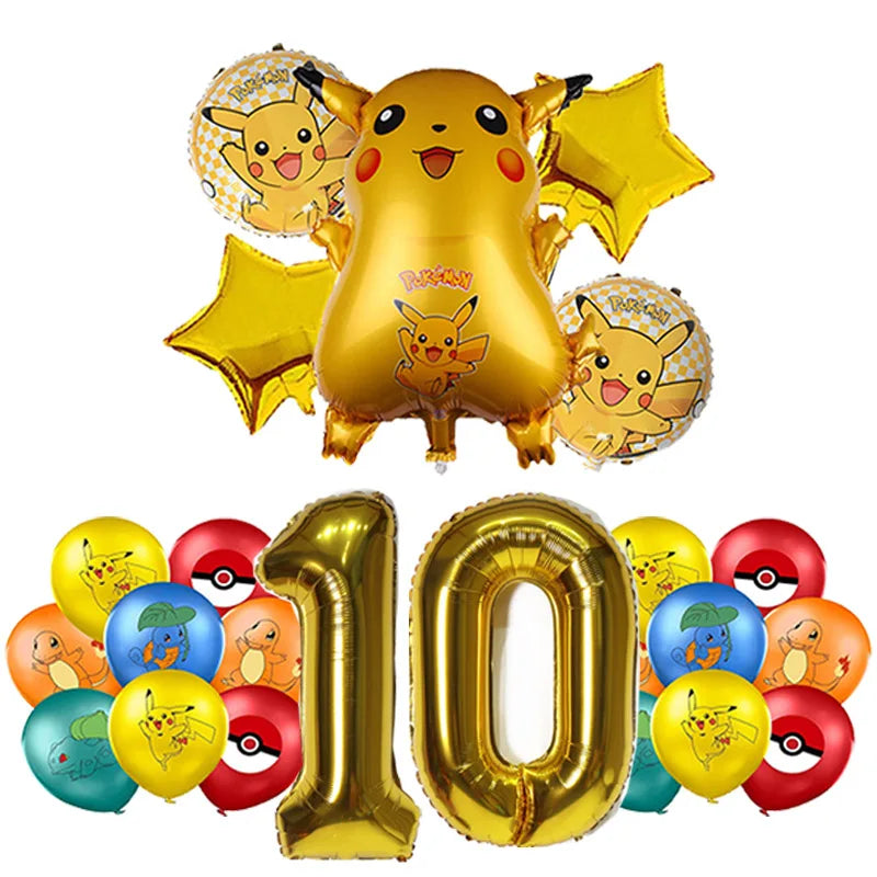 Cartoon Pikachu Theme Birthday Party Disposable Tableware Set Balloons Decorations Photo Props Background Pokemon Party Supplies ALPENZO
