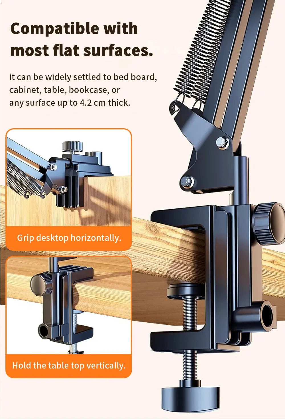 Universal Tablet Stand Clip Lazy Bracket Flexible Articulating Aluminum Arm Phone Mount Tablet Holder For All 4-11 Inch Device - ALPENZO